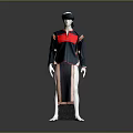 Traditional Ethnic Clothing Set With Red Black Top Striped Skirt And Hat