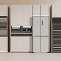 Modern Kitchen Appliances With Integrated Refrigerator Oven Wine Cooler And Light Cabinets