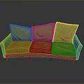 Yellow Three Seat Sofa With Armrests And Red Legs Stylish Design