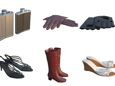 Stylish Women's Shoes Featuring High Heels Knee High Boots And Wedge Heels Designs 3d model