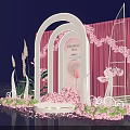Romantic Valentine's Photo Check In Spot With Pink Arch Flowers And Decorations