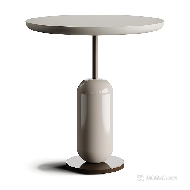 Sleek Modern Round Coffee Table With White Top And Metallic Cylindrical Base 3d model