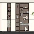 Modern Bookcase Design With Shelves And Cabinet Storage Decorative Vases Sculptures And Books