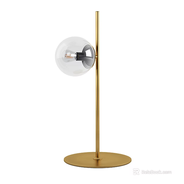 Modern Gold Table Lamp With Spherical Glass Shade And Stable Base 3d model 