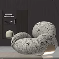 Elegant Lazy Sofa With Curved Organic Shape And Abstract Pattern In Modern Interior 3d model