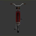 Classic Red Bicycle with Brown Seat and Rear Rack on Gray Background