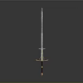 Medieval Style Sword With Long Metal Blade And Golden Hilt Design