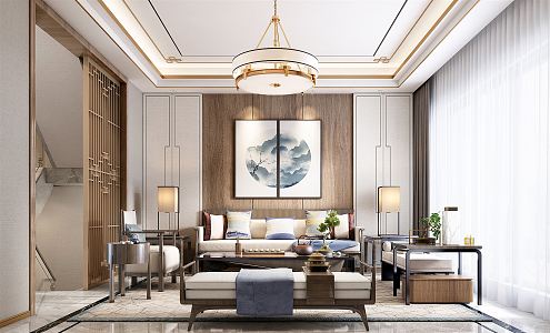 New Chinese Living Room 3d model