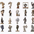 Stone and Wood Decorative Carvings with Various Unique Shapes for Artistic Home