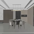 Modern Living And Dining Room Interior Design With Circular Chandelier Marble Wall Wooden Cabinets TV
