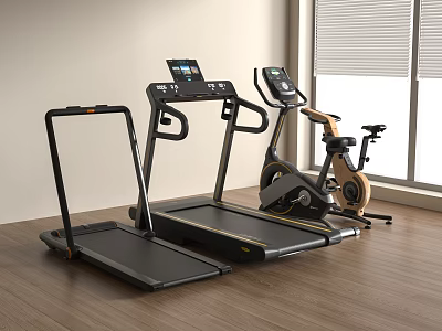Home Gym Sports Equipment With Treadmill Exercise Bike And Digital Displays Indoors 3d model