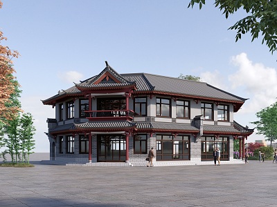 Chinese-style Ancient Building Shops 3d model