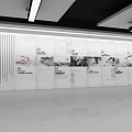 Modern Office Corridor Interior With White Wall Displays And Recessed Lighting 3d model