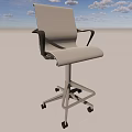 Modern Gray Office Chair With Black Armrests Wheels And Footrest Design
