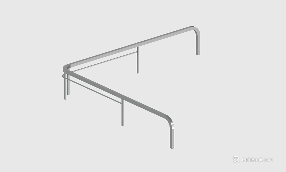 Sturdy Stainless Steel L Shaped Handrail Railing Safety Structure Design 3d model 