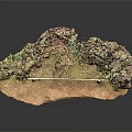 Realistic Miniature Scenic Model With Rocky Terrain Green Vegetation And Wooden Rail