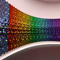 Colorful Rainbow Art Installation With Curved Interactive Wall In Gallery Space