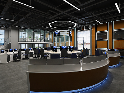 Modern Command Center Public Security Bureau Command Hall Monitoring Room model