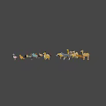 Colorful Various Animal Characters From Games And Movies On Pink Background