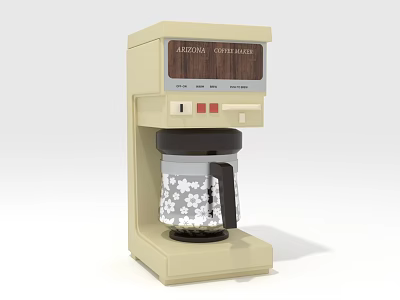 Vintage Cream Metrox Coffee Maker With Wooden Panel And Glass Carafe Snowflake Pattern Kitchen Appliance 3d model