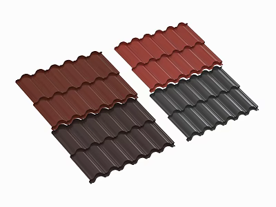Red Dark Brown And Black Colored Wavy Roof Tiles For Building Roofs 3d model
