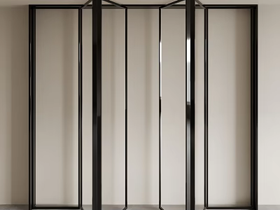 Modern Black Framed Sliding Glass Doors For Minimalist Interior Room Partition Design 3d model
