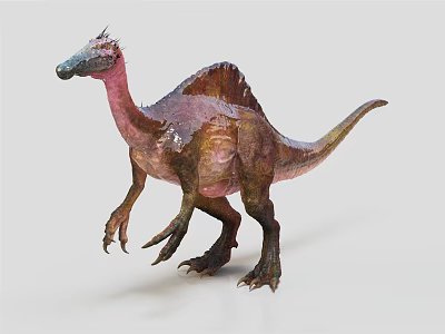 Realistic Colorful Sailback Dinosaur 3D Model in Standing Pose with Detailed Textures 3d model