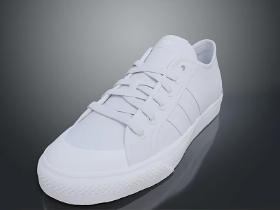 White Casual Sports Shoes With Lace Up Design For Daily Use And Clean White Sole 3d model