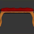 Leisure Chair With Red Padded Seat And Wooden Curved Legs With Rivet Trim