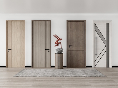 Modern swing door single door wooden door 3d model