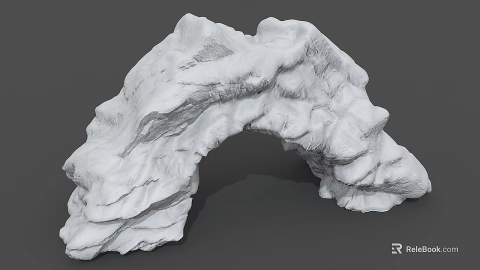 Natural Stone And Wood Arch Structure With Textured Rock Surface Design 3d model