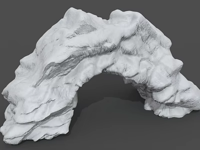 Natural Stone And Wood Arch Structure With Textured Rock Surface Design 3d model