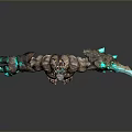 Muscular Fantasy Monster Character With Glowing Blue Blades And Denim Jeans