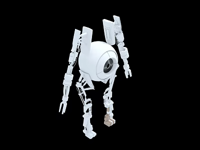 Smart Machine With White Mechanical Structure Multiple Limbs And Sensor Component 3d model