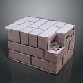 Wood And Stone Building Bricks Featuring Hollow Structure And Stacked Design 3d model