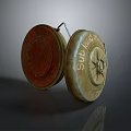 Pair Of Rusty Metal Sub Field Grenades With Round Body And Fuse Mechanism