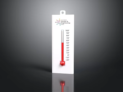 Liquid In Glass Thermometer With White Scale And Red Liquid Column Hanging Design 3d model