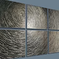 Modern Metal Wall Decor With Spiral Texture And Black Frame Panels