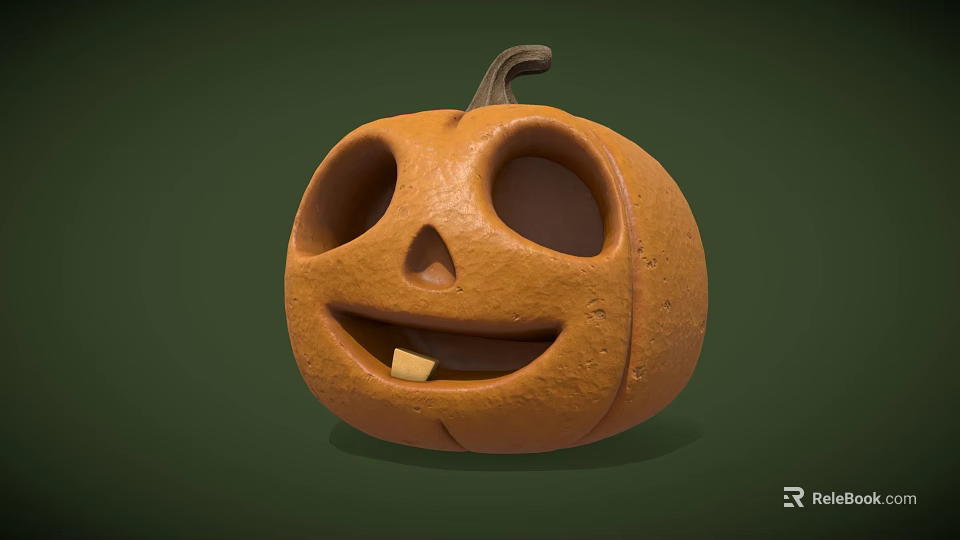 Carved Vegetable Pumpkin with Smiling Face Eyes Nose and Mouth Decorative Design 3d model 