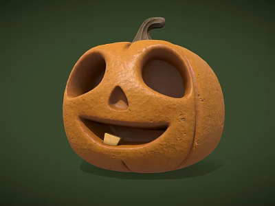 Carved Vegetable Pumpkin with Smiling Face Eyes Nose and Mouth Decorative Design 3d model
