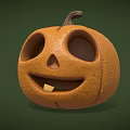 Carved Vegetable Pumpkin with Smiling Face Eyes Nose and Mouth Decorative Design