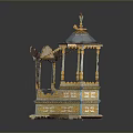 Traditional Decorative Pavilion With Blue Gold Accents And Elaborate Carvings