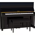 Black Yamaha Upright Piano With Matching Stool For Music Enthusiasts