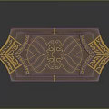 Cartoon Scene Featuring Purple Decorative Object With Intricate Golden Patterns And Ornate Designs