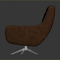 Stylish Modern Brown Leather Armchair With Ergonomic Design And Metal Base