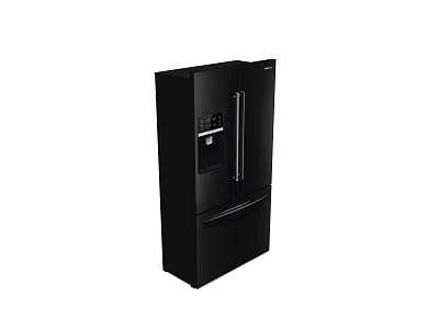 French Door Refrigerator Freezer In Black With Water Dispenser And Modern Design 3d model