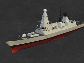 modern warship destroyer type british 3d model