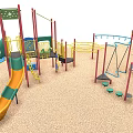 Colorful Outdoor Playground Equipment With Green Slides Swings And Climbing Structures