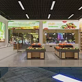 Modern Fruit Store Interior Design With Fresh Fruit Display Stands And Bright Overhead Lights