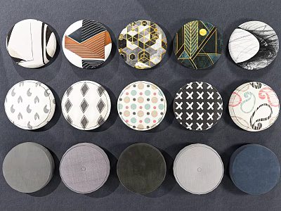 Stylish Round Coasters With Diverse Patterns And Colors For Daily Use 3d model